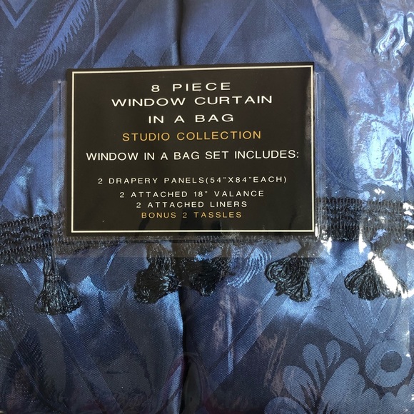 SOLD OUT NAVY BLUE Lace Back Curtain Set SOLD OUT - Picture 5 of 5